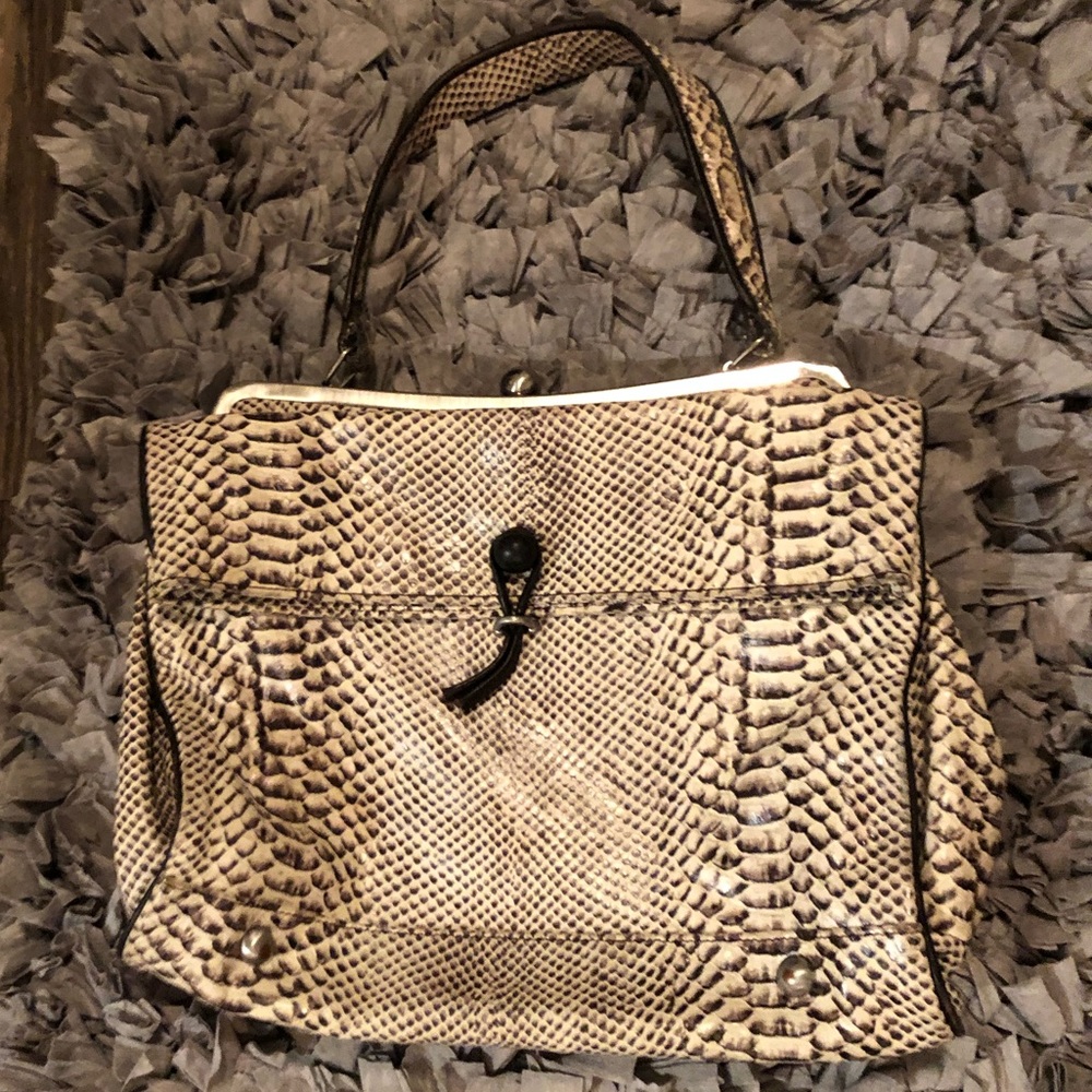 Leather w/ Snakeskin Print EUC J&M purse ‘Doctor bag’